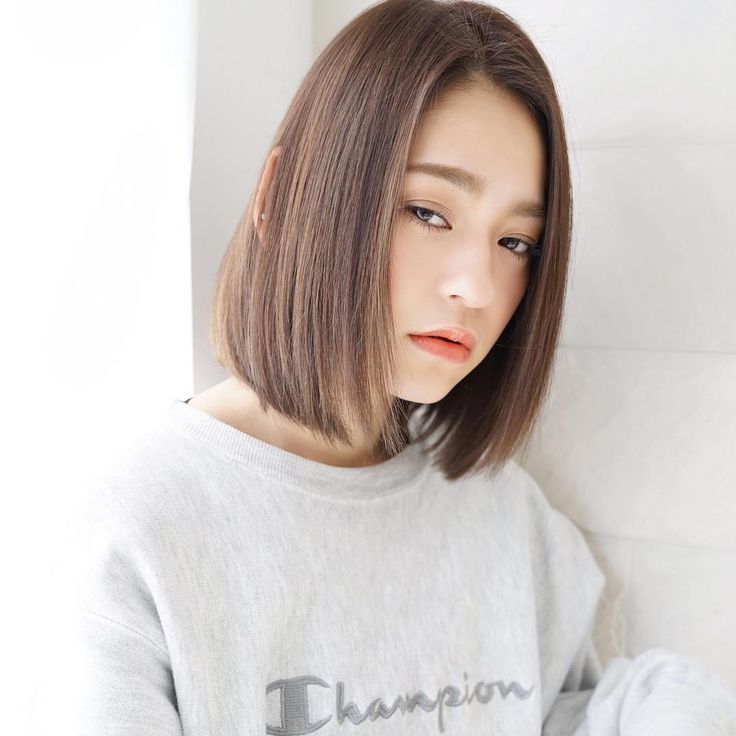 切りっぱなしボブ|ベース顔さんにおすすめ:前髪なしスタイル