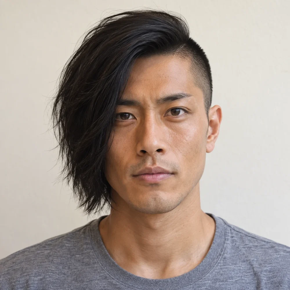 左右の髪の長さが大きく異なるメンズアシンメトリーヘア