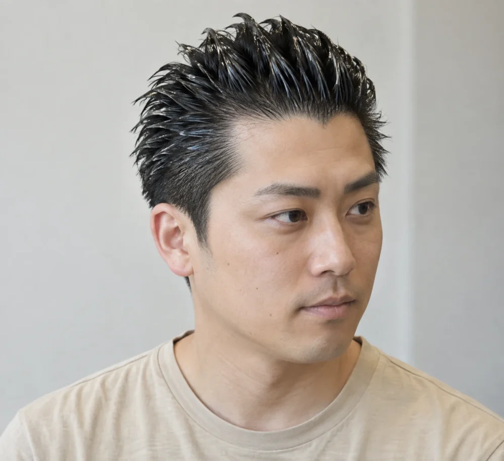ジェルで硬く固めすぎたメンズヘア